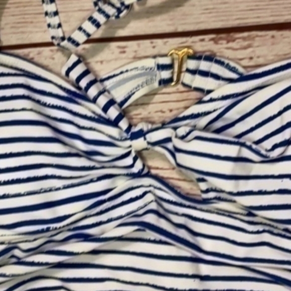 Nicole Miller Blue Stripe Halter Top Bikini Swimsuit Size 8 NWT - Picture 6 of 16